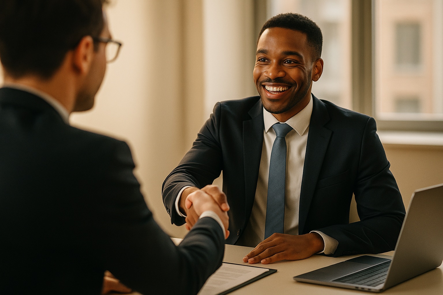 Entretien professionnel avec un langage corporel confiant